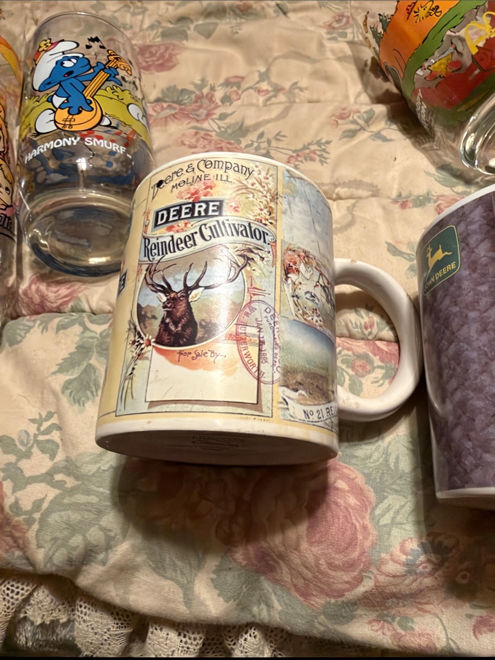 Vintage Reindeer Cultivator White Decorative Coffee Mugs